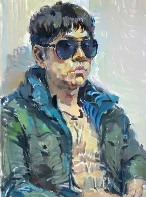 masterpiece, best quality,man,sunglasses,caitou, upper body, <lora:caitouV1-000016:1>