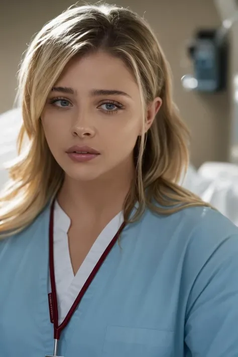 (movie still:1.25), face, 1girl, a nurse in scrubs is worried about her patient's condition, at hospital, soft colors, bokeh, masterpiece, high quality, (high detailed skin:1.1)
<lora:chloë_grace_moretz_lora_v01:1> chloe97
