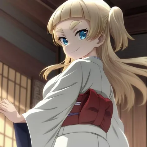 anime artwork ((Full-Body Shot)),<lora:Shirara V1:0.8> Tsubaki Shirara, blue eyes, blonde hair, blonde thick eyebrows, colored eyebrows, pale skin, (long hair), blunt bangs, ((one side up)), cream kimono,
Masterpiece, Best quality, beautiful, ((upper body)), Human, looking at viewer, crisp, clear, Digital painting, oil painting, best quality, detailed hair, detailed background, detailed body, detailed eyes, full body, cute, evil expression, evil smile, medium breast, round breast, perfect body, 1girl, solo, hands, young female,
east asian architecture, japanese clothes,
ultra high resolution, raw photo, deep shadow, low key, natural light, dynamic pose, backlighting,
<lora:Furtastic_Detailer:0.5> <lora:hairdetailer:0.5> <lora:beautifulDetailedEyes_v10:0.5> . anime style, key visual, vibrant, studio anime, highly detailed