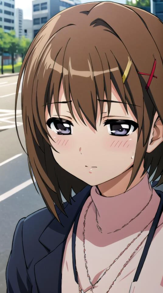 yagami hayate, 1girl, hair ornament, blush,
close-up, outdoors, cityscape,
<lora:nanoha-movie-2nd-yagami-hayate:0.7>