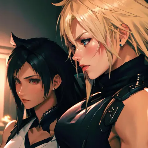 Highly detailed, High Quality, Masterpiece, beautiful, IncursioPecEnvy, <lora:IncursioPecEnvy:0.8>, multiple girls,
BREAK tifa lockhart, red_eyes, black hair, long hair, <lora:Char_FF7Remake_Tifa:0.75>
BREAK cloud strife, shoulder armor, sleeveless turtleneck, <lora:Char_FF7Remake_CloudStrife:0.9>