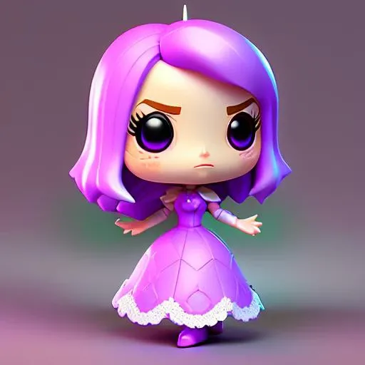 3d render of funko pop baby Rapunzel, Disney, Short, light purple dress, 3D Render, High Quality, 4k, (RFKTR_plastic)
