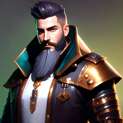 dreamlikeart portrait of 30  year old man with beards, modelshoot style, wearing leather coat, sci-fi fashion, cybernetic augments, (extremely detailed CG unity 8k wallpaper), medieval armor, professional majestic oil painting, trending on ArtStation, trending on CGSociety, Intricate, High Detail, Sharp focus, dramatic, photorealistic painting art by midjourney and john jarpenter, art by RFKTR_plastic