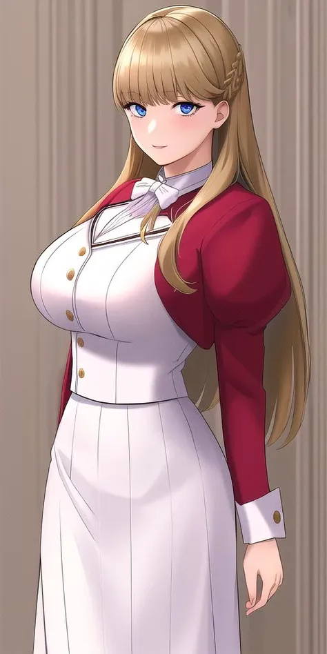 <lora:RelenaPeacecraft:0.8>, RelenaPeacecraft, masterpiece, best quality, detailed face, detailed eyes, highres, large_breasts, standing, RelenaRedOutfit, white_skirt