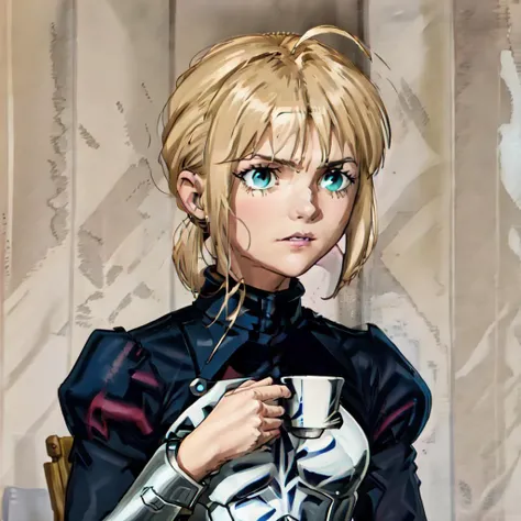 shinji, 1girl, solo, artoria pendragon (fate), ribbon, hair ribbon, armor, braid, puffy sleeves, blue ribbon, juliet sleeves, gauntlets, long sleeves, hair bun, upper body, suit, ponytail, formal, short hair, sidelocks, breastplate
<lora:shinji:0.8> <lora:Artoria_Pendragon:1>
