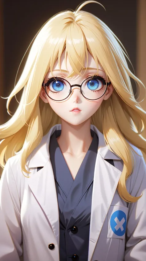 Glasses in front of eyes, ((lipbite)), (anime screencap), lab coat, blonde hair, blue eyes, glasses, (((sexy))), 8k, Unreal Engine 5, octane render, by seunghee lee, Jang Tae-Hwan, Chocofing R, seungho lee, trending on pixiv, fanbox, skeb, masterpiece, detailed face, smooth soft skin, big dreamy eyes, beautiful intricate colored hair, anime wide eyes, soft lighting, concept art, digital painting, <lora:Lip_Bite_Concept_SDXL:0.7>