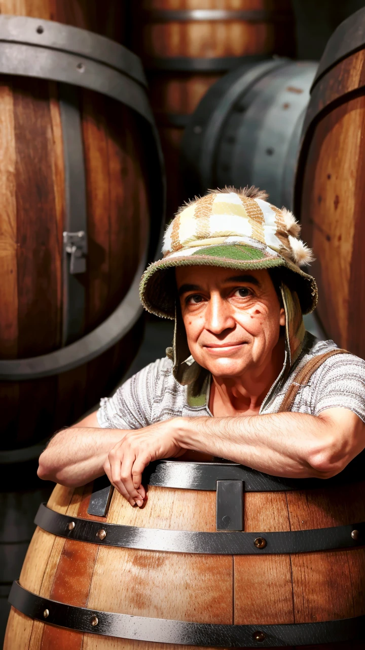 (best quality:1.1), (realistic:1.5),
photo of a 46 years old man (quiron_elchavodel8_v1:1), detailed face, skin spots, (skin moles:1.1), (skin pores:1.1), wearing El Chavo costume, rising from a barrel, sharp focus, (professionally color graded),
<lora:quiron_elchavodel8_v1:1>,