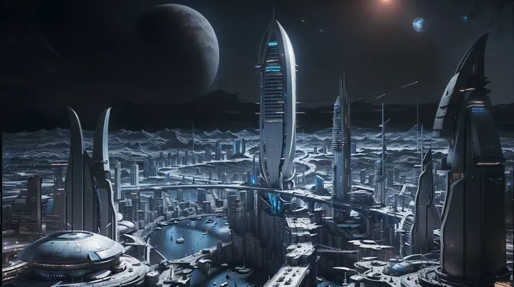 a city on moon, many skyscraper with bridges between,
masterpiece,best quality,ultra detailed,8k,,<lora:add_detail:1>, <lora:XSArchi_127:1>