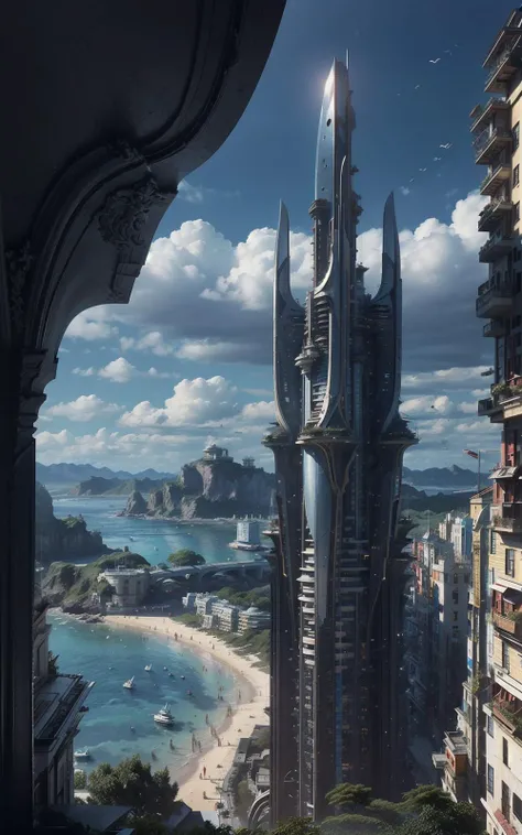 skyscraper,(zenithal angle),
((by Iwan Baan)),
<lora:XSArchi_127:0.75>,
<lora:Concept_scenery_background:0.3>,
coastal city,blue sky and white clouds,the sun is shining brightly,