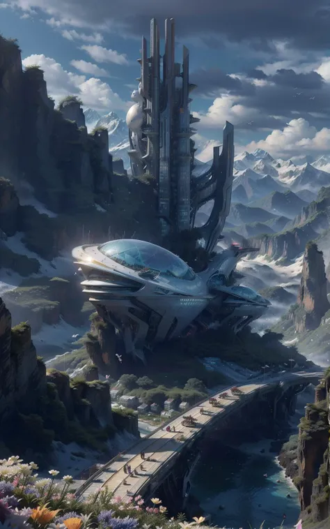 ((by Zaha Hadid)),
<lora:XSArchi_127:0.75>,
<lora:Concept_scenery_background:0.3>,
a villa on a high mountain cliff,shell element,crazy curve,((the verdant mountains)),((fresh flower)),butterfly fluttering,blue sky,white cloud,the sun is shining brightly,bright glass,science fiction curved bridge,