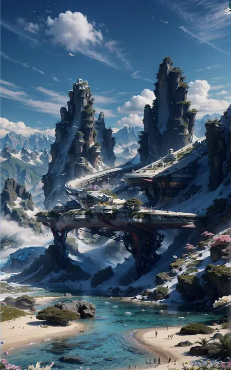 ((by Zaha Hadid)),
<lora:XSArchi_127:0.75>,
<lora:Concept_scenery_background:0.3>,
a villa on a high mountain cliff,shell element,crazy curve,((the verdant mountains)),((fresh flower)),butterfly fluttering,blue sky,white cloud,the sun is shining brightly,bright glass,science fiction curved bridge,