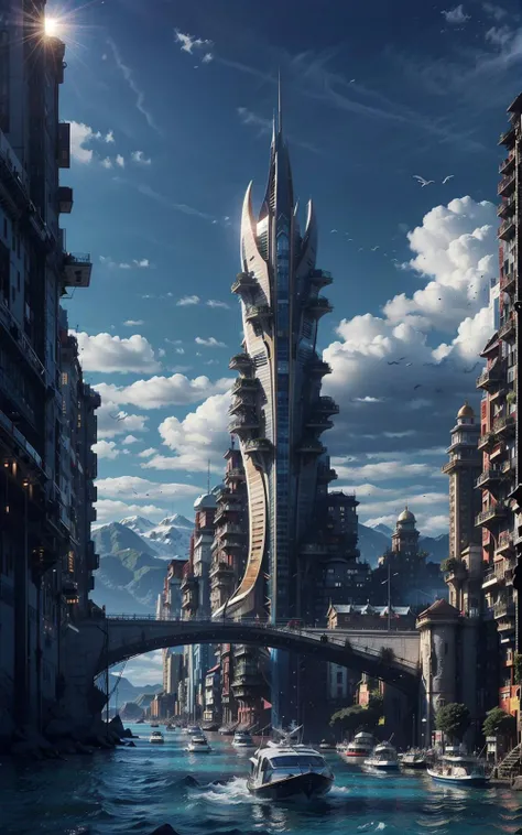 skyscraper,(zenithal angle),
((by Iwan Baan)),
<lora:XSArchi_127:0.75>,
<lora:Concept_scenery_background:0.3>,
coastal city,blue sky and white clouds,the sun is shining brightly,ultra-wide angle,