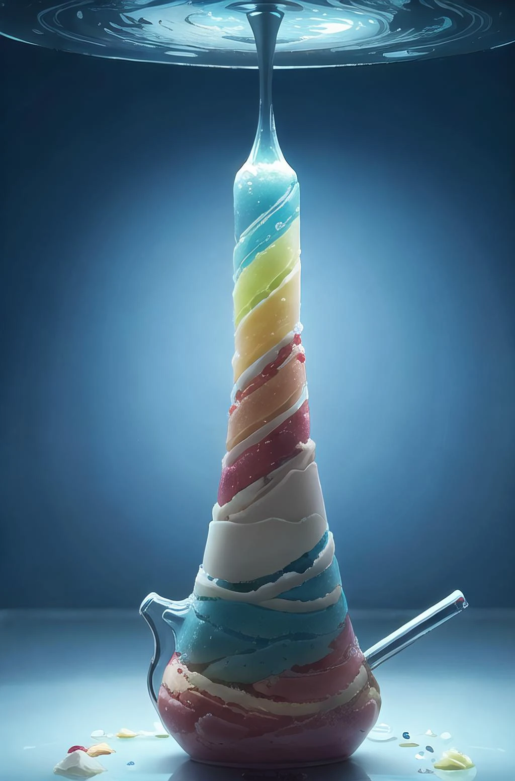 <lora:GelatoStyle:1> GelatoStyle,creative glass water bong, cinematic lighting, dmt art style, dramatic environment