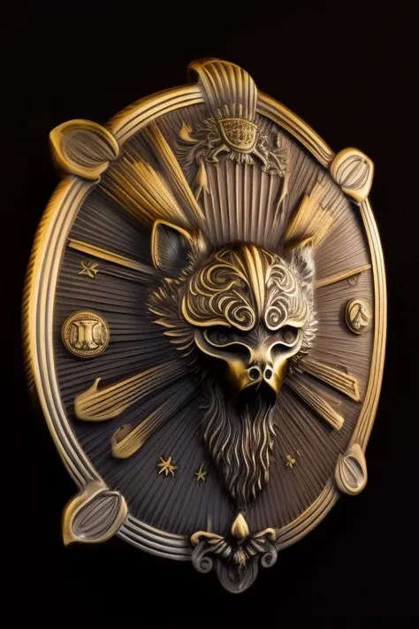 detailed klamra brass relief  coat of arms, studio lighting, black background <lora:Klamra:1> <lora:add_detail:1>