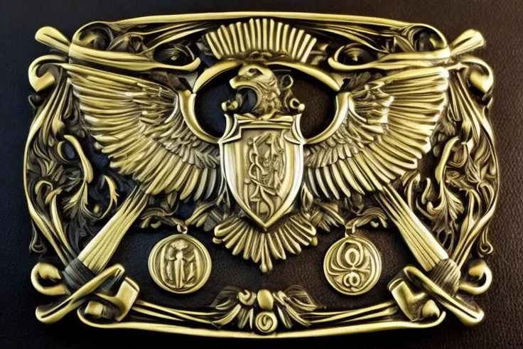 detailed klamra brass relief coat of arms, studio lighting, black background <lora:Klamra:1> <lora:add_detail:1>