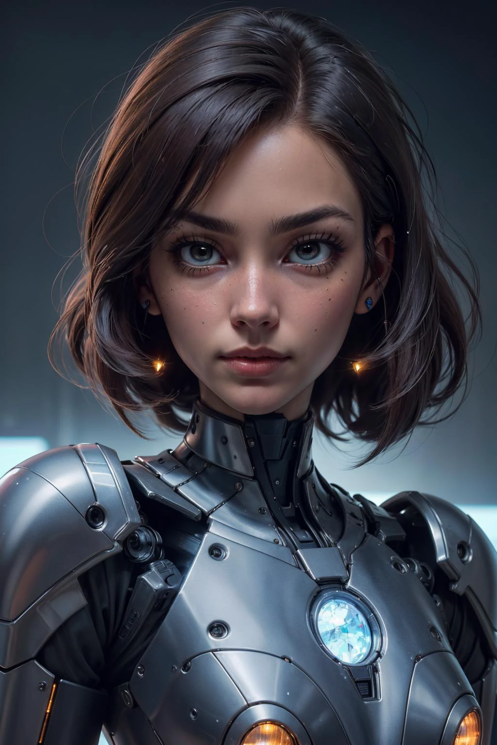 8k uhd, (best quality:1.2), (masterpiece:1.2), very detailed, intricate details, hyper detailed <lora:XenoDetailer:0.5>, <lora:kittew_v0.1:0.8>, <lora:realistic:0.85>,
(1man, wrinkled face, old spanish male:1.2), aquamarine eyes, dark brown hair, side part,
cyborg portrait, (bloody scars:0.7), looking at viewer, solo, half shot, detailed background, close up, detailed face, futuristic digital cobalt armor, thick armor, crystalline pattern, gadgets, advanced technology, robotics, head-up display, epic galactic battlefield in background, white lights, flashes of light, lasers, sparks, hologram, cinematic atmosphere,