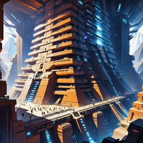 scifi, hacker's den in a shadow,cheerful scifi cliffside megastructure edge of the multiverse, masterpiece, by Sparth (Nicolas Bouvier)<lora:EnvyBetterHiresFixXL01:0:hr=1><lora:EnvyAztecArchitectureXL01:1>