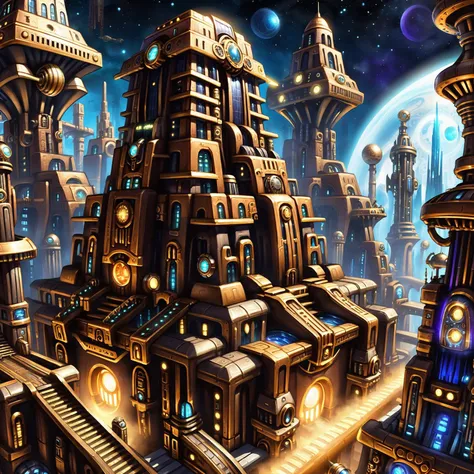 steampunk, scifi, whimsical,celestial scifi metropolis outside of the multiverse<lora:EnvyBetterHiresFixXL01:0:hr=1><lora:EnvyAztecArchitectureXL01:1>