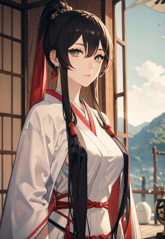 u;gPu;(,(masterpiece),(best quality),highres,incredibly absurdres,absurdres,very_high resolution,original,intricate details,hyper detail,ultra-detailed,exquisite detailed, extremely delicate,intricate delicate,hyper delicate,beautiful,UHD wallpaper,colorful,HDR,(illustration),8k,photorealistic,by krenz cushart,by Paul Hedley,
Nri\Y4,(1girl),(solo),(solo_focus),
(perfect detailed beautiful girl),sexy,sexually suggestive,seductive,(cowboy shot),(portrait),face_focus,looking at viewer,mature female,dynamic pose,
(perfect detailed beautiful hair),shiny hair,glossy hair,
(perfect detailed beautiful eyes),bright_pupils,sharp_eyelid,eyeliner,eyelashes,dark_red_eyeshadow,
(perfect detailed beautiful face),lipgloss,lips,high_nose,
(perfect soft tender delicate white skin), glossy skin,skinny,(shiny skin),light blush,
(perfect body shape),narrow waist,slim waist,wide hips,curvy, medium_breasts,perky_breasts,
(perfect detailed beautiful clothes),sagiri,white robe,high ponytail, black hair,kimono,
ryeHQI_qW:fofo,(detailed beautiful scene),scenery,landscape,(emphasis_outlines),depth of field,dramatic visual effect,tyndall effect,visual impact,colorful refraction,indoors,japanese house interior,japanese clothes,overexposure,dojo,room,tatami,katana,window,curtains,cloudy sky,