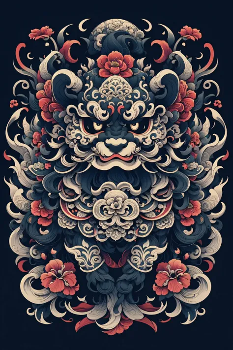 (masterpiece, top quality, best quality, official art, beautiful and aesthetic:1.2), a stunning art, abstract, flowery, centered, intricate, highly detailed, breathtaking beauty, precise line art, vibrant, comprehensive, cinematic, deep shadows, a black and white panda (no humans:2) <lora:Dhevv-HannyaMaskConcept:1.0>