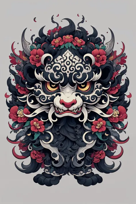 (masterpiece, top quality, best quality, official art, beautiful and aesthetic:1.2), a stunning art, abstract, flowery, centered, intricate, highly detailed, breathtaking beauty, precise line art, vibrant, comprehensive, cinematic, deep shadows, a black and white panda (no humans:2) <lora:Dhevv-HannyaMaskConcept:1.0>