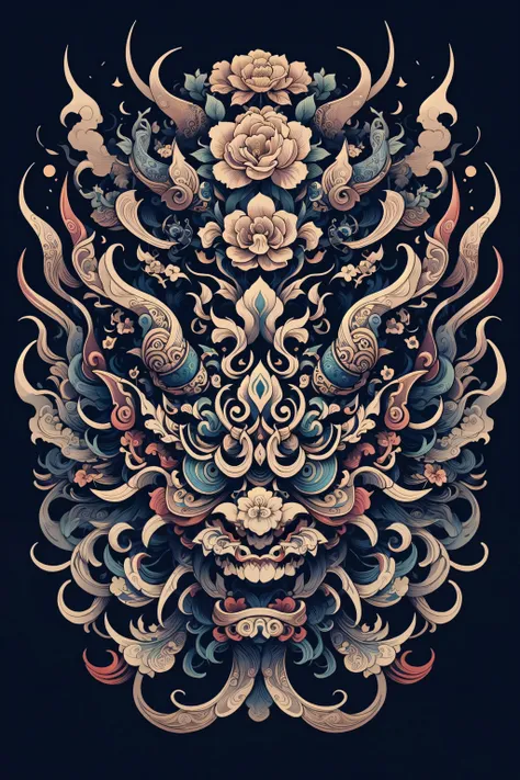 (masterpiece, top quality, best quality, official art, beautiful and aesthetic:1.2), a stunning art, abstract, flowery, centered, intricate, highly detailed, breathtaking beauty, precise line art, vibrant, comprehensive, cinematic, deep shadows, a monochrome tortoise <lora:Dhevv-HannyaMaskConcept:1.0>