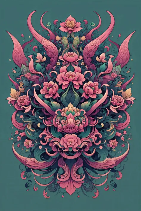 (masterpiece, top quality, best quality, official art, beautiful and aesthetic:1.2), a stunning art, abstract, flowery, centered, intricate, highly detailed, breathtaking beauty, precise line art, vibrant, comprehensive, cinematic, deep shadows, a green and pink Venus flytrap (no humans:2) <lora:Dhevv-HannyaMaskConcept:1.0>