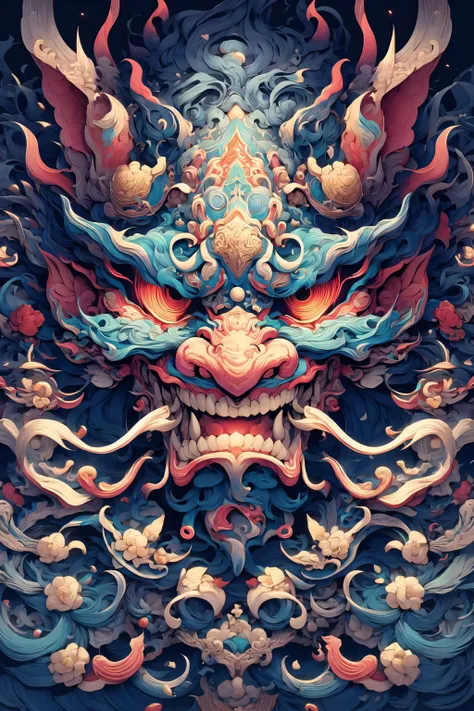 (masterpiece, top quality, best quality, official art, beautiful and aesthetic:1.2), a stunning art, abstract, ribbons, centered, intricate, highly detailed, breathtaking beauty, precise line art, vibrant, comprehensive, cinematic, deep shadows, a disgusting brown worm <lora:Dhevv-HannyaMaskConcept:1.0>