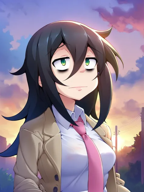 score_9, score_8_up, score_7_up, score_6_up, geewhy_style BREAK
1girl, kuroki tomoko, bags under eyes, green eyes, long hair, black hair, white shirt, pink necktie,beige blazer, outdoors, sky, medium shot
<lora:geewhy_ponyxl:1>