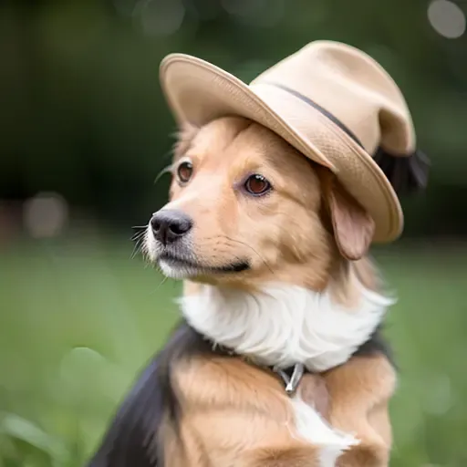 RAW photo of A charming shelti dog wearing a small hat,masterpiece, sharp, shelti,ultra detailed, 8k, ((soft dimmed light)),8k uhd, dslr, soft lighting, high quality, film grain, Fujifilm XT3, intricate detail, <lora:shelti-000003:1>