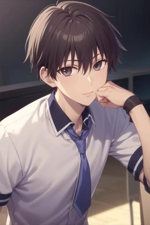 masterpiece, best quality, high quality, 1boy, solo, male focus, looking at viewer, upper body, <lora:manabe_kakeru:0.70>, manabe_kakeru