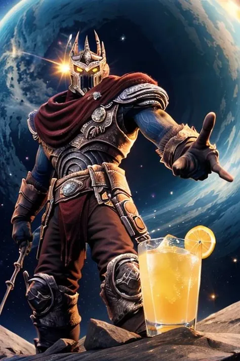masterpiece, max quality,  <lora:Overlord:0.6>, overlord selling lemonade, outer space background, magic