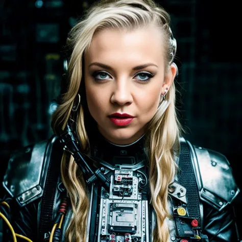 NE_nataliedormer, ((realistic:1.3), blonde hair, breasts out, ahegao, blush, sweat, pussy, pussy juice, tongue out, (brown eyes), (blonde hair:0.3), (twintails:0.4), ((Cyborg, wires, Robot body, technology, cyberpunk)), ear piercings, septum piercing, tilted head, RAW photo, a close up portrait photo of 30 y.o woman in wastelander clothes, white hair, short haircut, pale skin, slim body, background is city ruins, (high detailed skin:1.2), 8k uhd, dslr, soft lighting, high quality, film grain, Fujifilm XT3