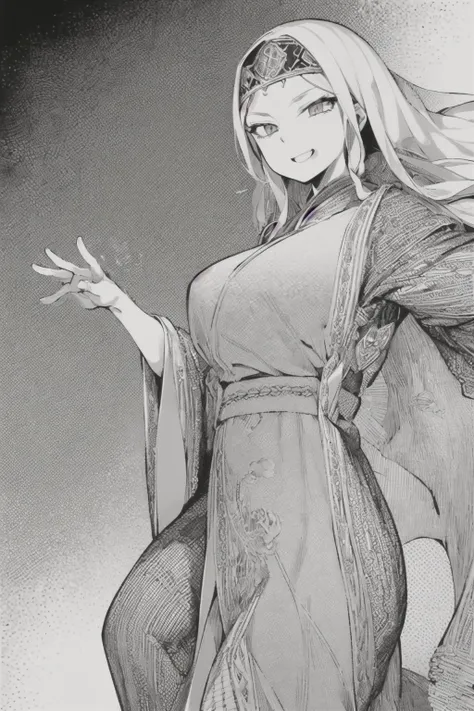 <lora:otoyomegatari:1>,((best quality)), ((masterpiece)), (detailed), otoyomegatari, greyscale, monochrome, halftone, drawing, manga, asian, eye focus, 1girl, smiling, flowing hair, long dress, dancing, movement, dynamic