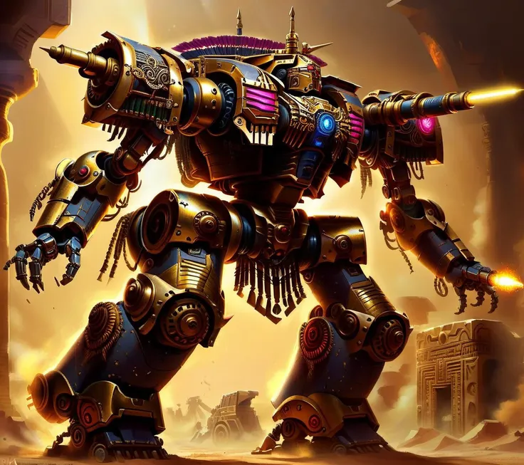 <lora:CulturePunkAI_2:.9>OldEgyptAI   battle mech  Highly detailed, amazing, Impressive lighting, vibrant colors, Ultra Realistic, High quality, Highly detailed, trending on artstation