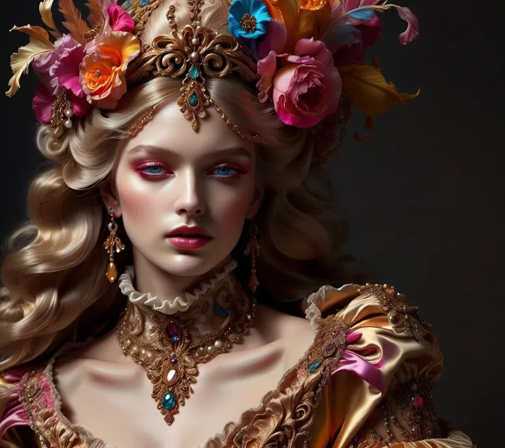 <lora:CulturePunkAI_2:.9>baroqueAI fashion, woman Highly detailed, amazing, Impressive lighting, vibrant colors, Ultra Realistic, High quality, Highly detailed, trending on artstation