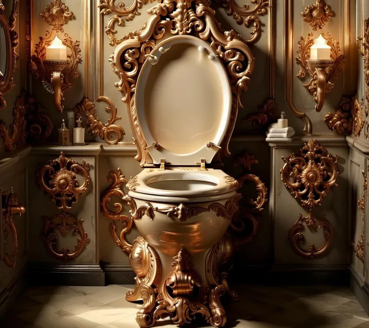 a luxury toliet with greek goddess sculptures as water tank on the back of it , a flemish Baroque, Dan Hillier, insanely detailed and intricate, gothic art, marble material, nude, filigree, steampunk, Faucet, huge tits, filigree,