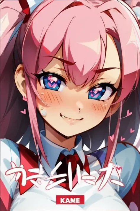 <lora:konpeto-05:1>close-up, smug, blush, heart-shaped pupils, masterpiece, best quality