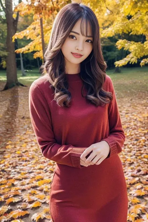 1girl,(wearing autumn clothes:1.2),(RAW photo, best quality), (realistic, photo-realistic:1.4), masterpiece, an extremely delicate and beautiful, extremely detailed, 2k wallpaper, Amazing, finely detail, extremely detailed CG unity 8k wallpaper, ultra-detailed, highres, soft light, beautiful detailed girl, extremely detailed eyes and face, beautiful detailed nose, beautiful detailed eyes,cinematic lighting,autumn scenery,(morning light),perfect anatomy,slender body,smiling <lora:shirosawakanae_lora:0.7>