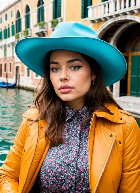 portrait of sks woman in Venice, at the St. Marks Square, by Flora Borsi, style by Flora Borsi, bold, bright colours, ((Flora Borsi)), by Guy Bourdin, <lora:locon_patrycjamolczanow_v1_from_v1_64_32:1>