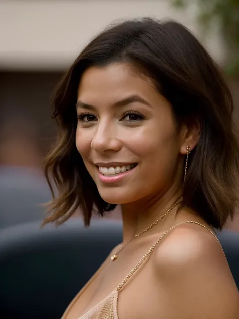 Realistic photo of a beautiful 3v4l-v2 woman, 1girl, solo, breasts, looking at viewer, smile, blonde hair, brown hair, brown eyes, jewelry, underwear, upper body, earrings, teeth, grin, blurry, lips, blurry background, realistic, soft lighting, professional Photography, Photorealistic, detailed, RAW, analog, sharp focus, 8k, HD, high quality, masterpiece<lora:3v4l-v2:1.0>