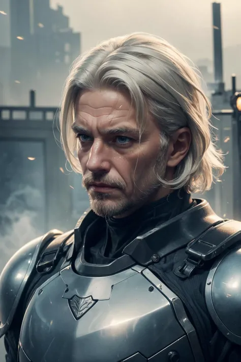 8k uhd, (best quality:1.2), (masterpiece:1.2), very detailed, intricate details, hyper detailed, <lora:realistic:0.3>, <lora:sharpen-soften:-0.25>,
(1man, wrinkled face, old czech male:1.2), silver eyes, white hair, layer cut,
solo, half shot, looking at viewer, detailed background, detailed face, (<lora:smoke_model:0.4>, smokestyle theme:1.1), glass-cyborg, (made of glass:1.1), translucent, colorful, glass construct, warrior, gemstone armor, dirty glass, mechanical, magical symbols, sparks, reflections, battlefield in background, epic atmosphere,