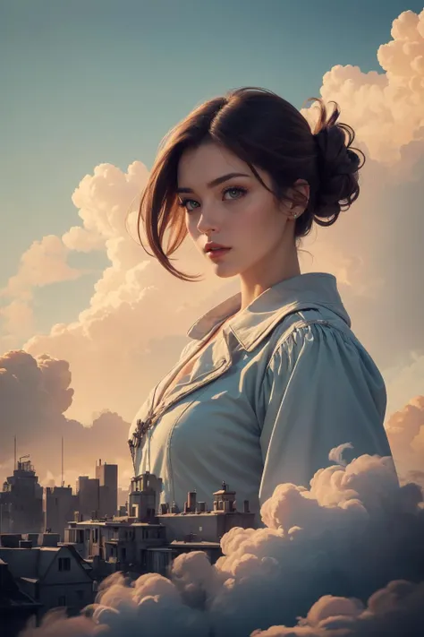 8k uhd, (best quality:1.2), (masterpiece:1.2), very detailed, intricate details, hyper detailed, <lora:realistic:0.3>, <lora:sharpen-soften:-0.25>,
1 girl, adult woman, red eyes, medium brown quiff hair,
(focus on character:1.1), portrait, solo, (full body:0.6), detailed background, detailed face, (<lora:smoke_model:0.4>, smokestyle theme:1.1), aristocratic pose, ruling class, elegant clothing, looking over floating (cloud city:1.1), cloudtop sky-city, floating platforms, floating buildings, balcony, clouds in background, wind blowing, epic atmosphere,