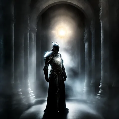 photo, an ascendent knight standing in dark corridor with black sun in night sky behind (AscendentRedux style:1) <lora:djzAscendentRedux:0.8>