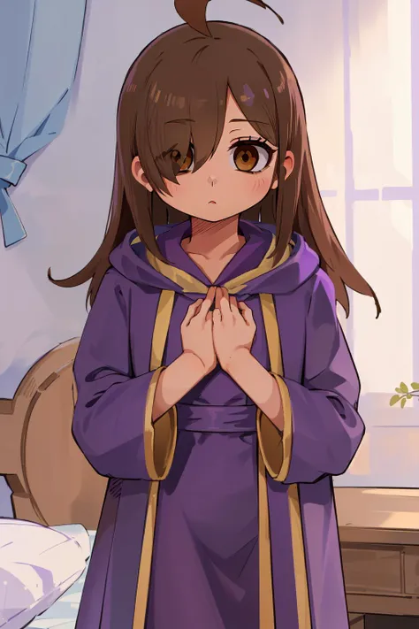 (masterpiece, best quality), intricate details,
1girl, <lora:wiztest:0.8> wiz, ahoge, (brown eyes:1.7), light brown hair, (hair over one eye:1.5), long hair,cross, dress, hood, hood down, jewelry, latin cross, long dress, long sleeves, (purple dress:1.5), robe, (purple robe:1.5),
<lora:squeezerExperimental_:0.8> small breasts, fantasy village,