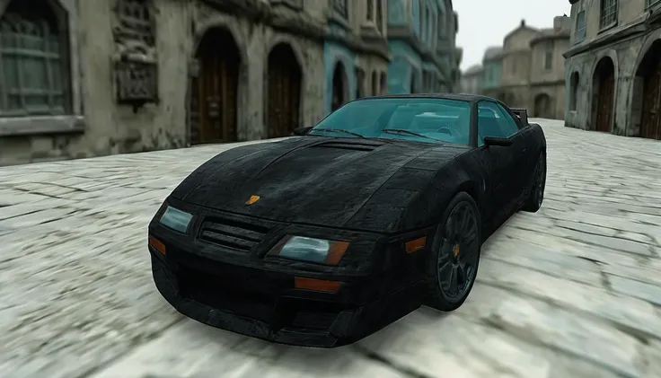 impactful paint of a black car in a street   <lora:90s__3D_Model:1>,    highly detailed,   8k,   sharp,  professional, clear,   high contrast, high saturated, , vivid deep blacks, crystal clear