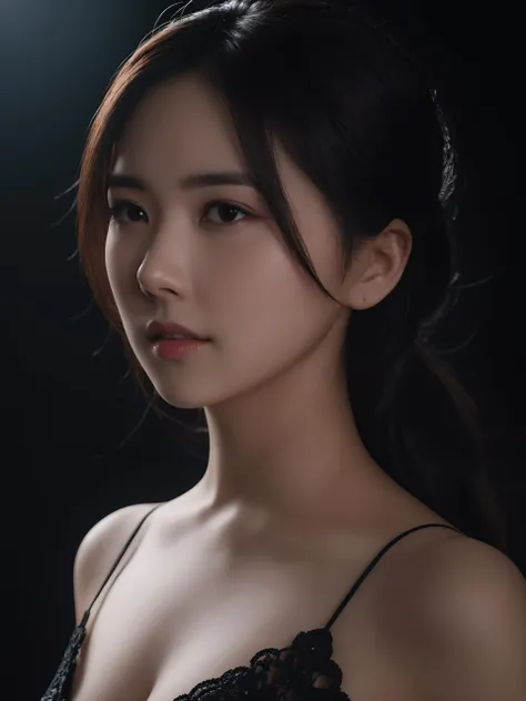 <lora:LoRA-mix-sdxl-v3:0.65>,cinematic photo {zls,xiyan,portrait,profile,black background,simple background,soft light,looking at viewer,shaded face,darkness,detailed skin texture,} . 35mm photograph,realistic,high quality,highres,professional,4k,highly detailed,professional,realistic photograph,fantasy,