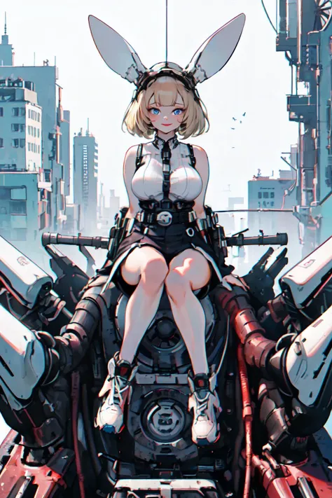 (8K、4K、highest quality、High resolution)、blonde long hair、big breasts、High leg、anime face、muscular body、Beautiful eyes that shine、anime chic eyes、kind face、nun、Lock,O-ring,veil,elbow bag,thigh strap,thigh boots, Sit in the cockpit