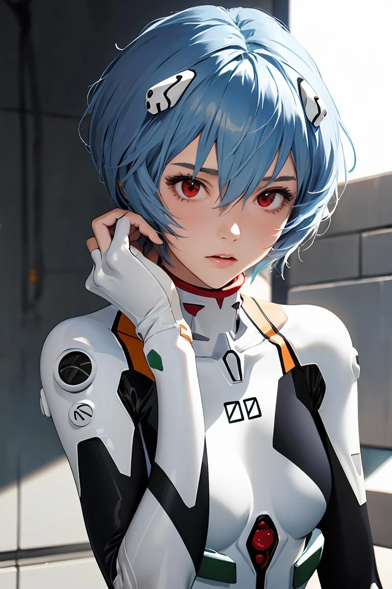 (masterpiece, best quality), 1girl, beautiful face, beautiful body, <lora:ayanami_rei:1> ayanami_rei, plugsuit, bodysuit, interface headset, white bodysuit