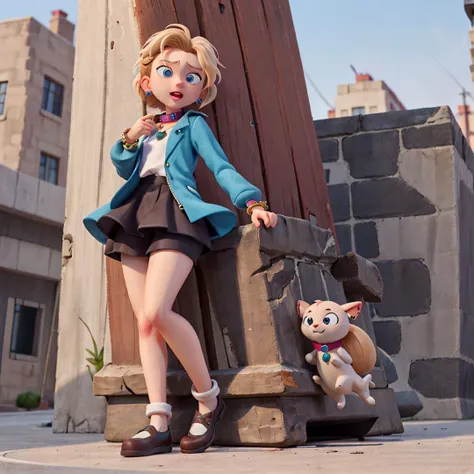 short hair anime girl,gradient hair,jewelry,cute,collar,bracelet,piercing,earrings,Blue suit with,blue skirt and black leather shoes,Charming eyes
insane details,intricate details,hyperdetailed,hyper quality,high detail,ultra detailed,
<lora:gwen_1.5:0.7>,